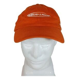 BUD LIGHT Cap Mens Orange Baseball Strap Back Capstone Hat
